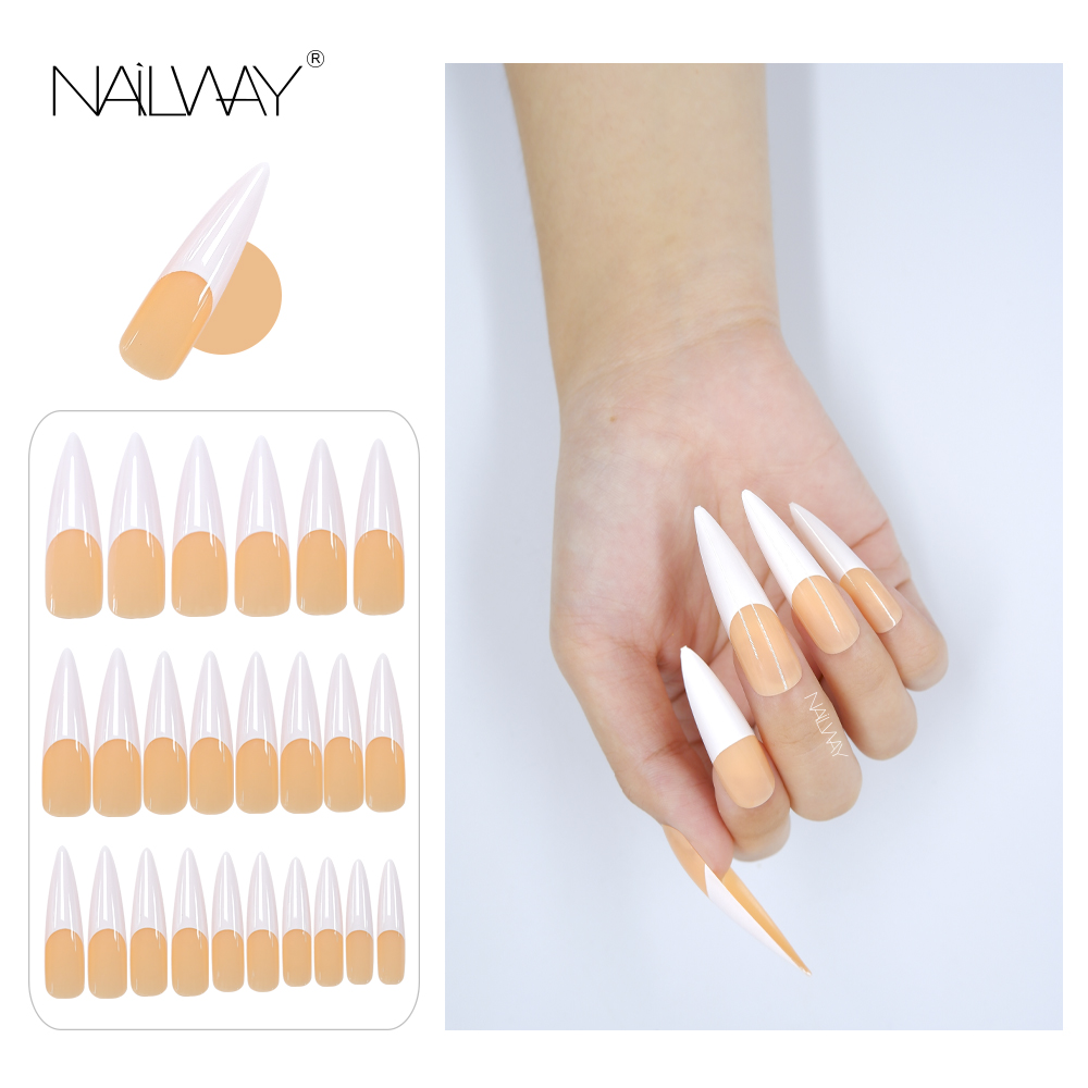 Extra long almond fake nails WSS22021802 (2)