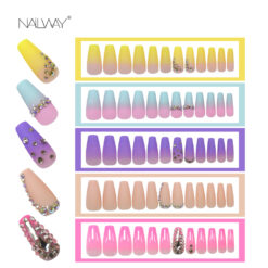 Laser box fake nails with diamond (12)