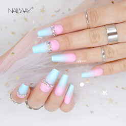 Laser box fake nails with diamond (15)