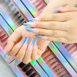 Laser box long coffin fake nails (6)