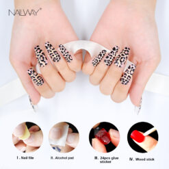 Leopard print coffin nails WSS17721685-2