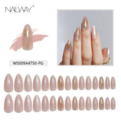 Nailway 30Pcs Nude Almond Cat Eye Soft Gel Press On Nails With Glitter