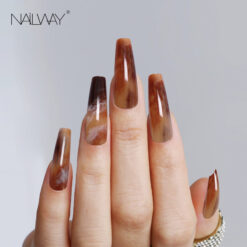 Autumn And Winter Styles Amber 24Pcs ABS Material Long Coffin Press On Nails Finger Nails