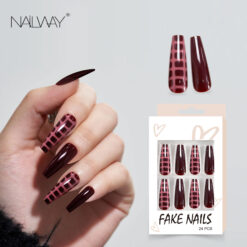 Nailway Deep Color Sweater Style 24Pcs 12Sizes Ballerina Fake Nails Press On Nails