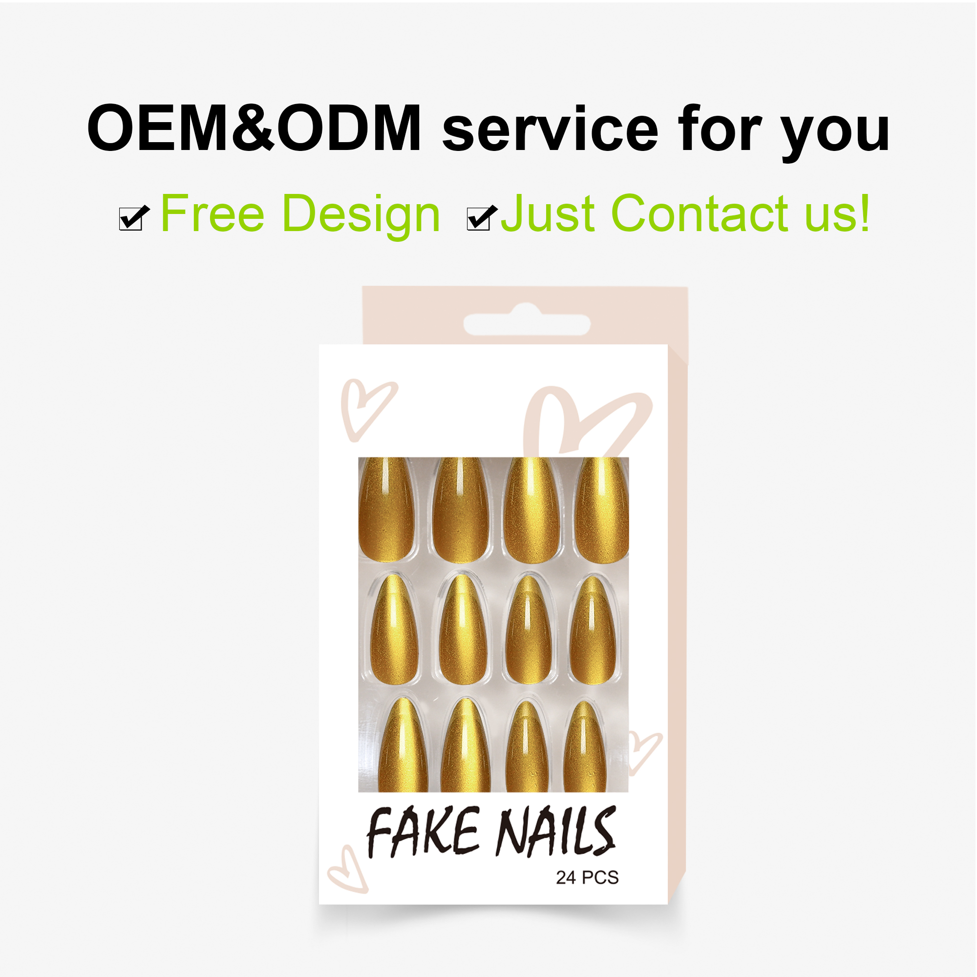 Wholesale Long Stiletto Shape 24 Pcs Yellow Color Cat Eye Press On Nails - Image 3