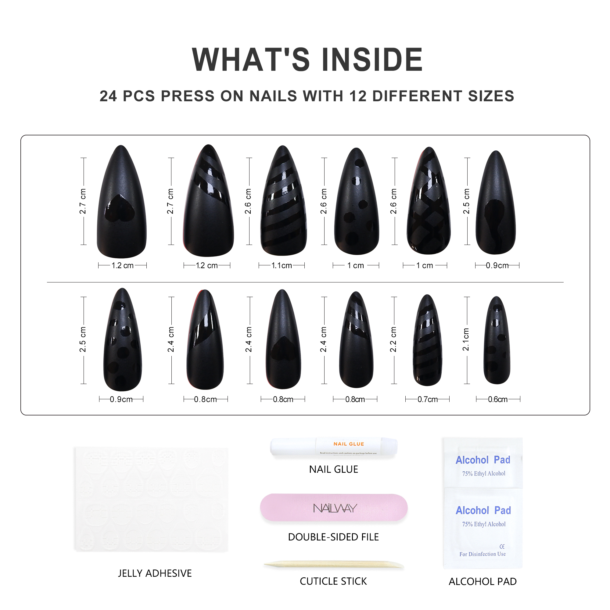 High Quality Easy To Wear Matte Black Color Long Stiletto Press On Nails Artificial Nails - Image 4