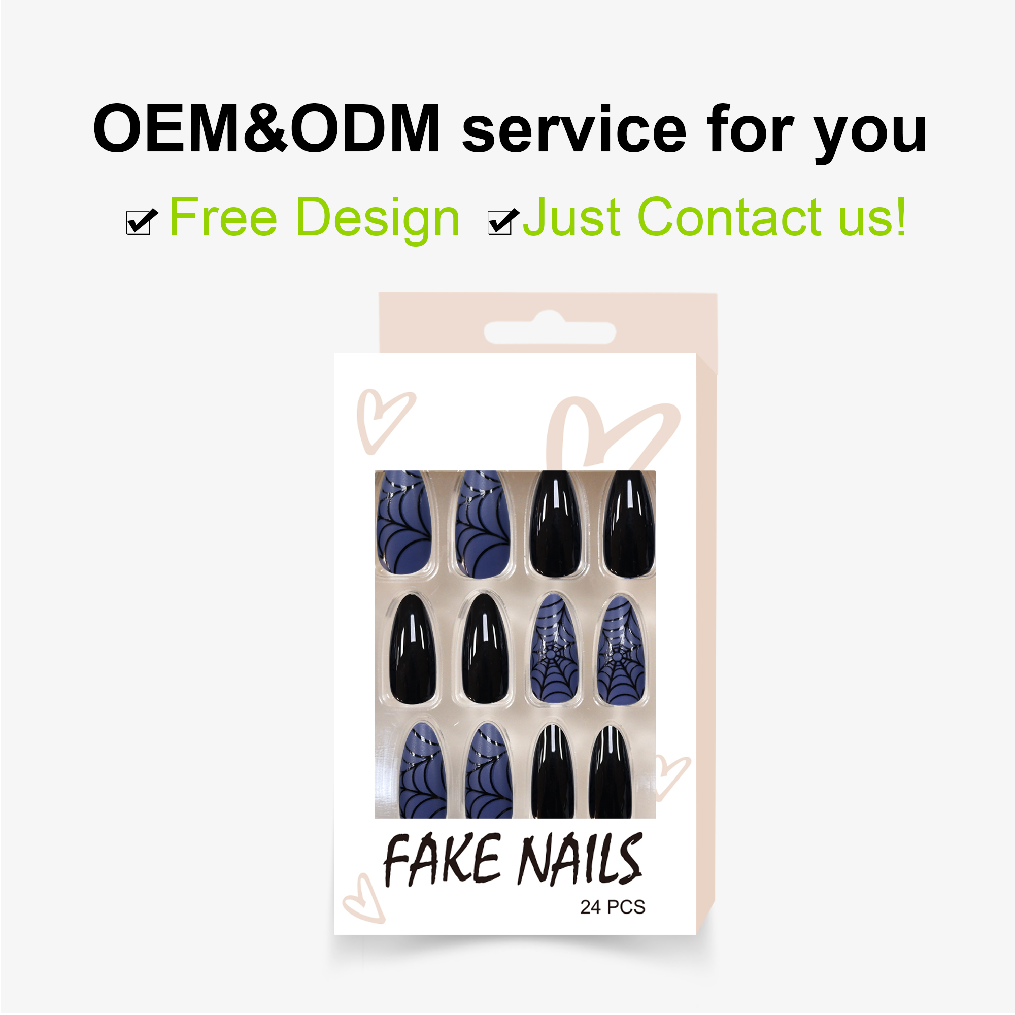 Custom 24Pcs 12Sizes Halloween Style Long Stiletto False Nails Wholesale Artificial Nails - Image 3