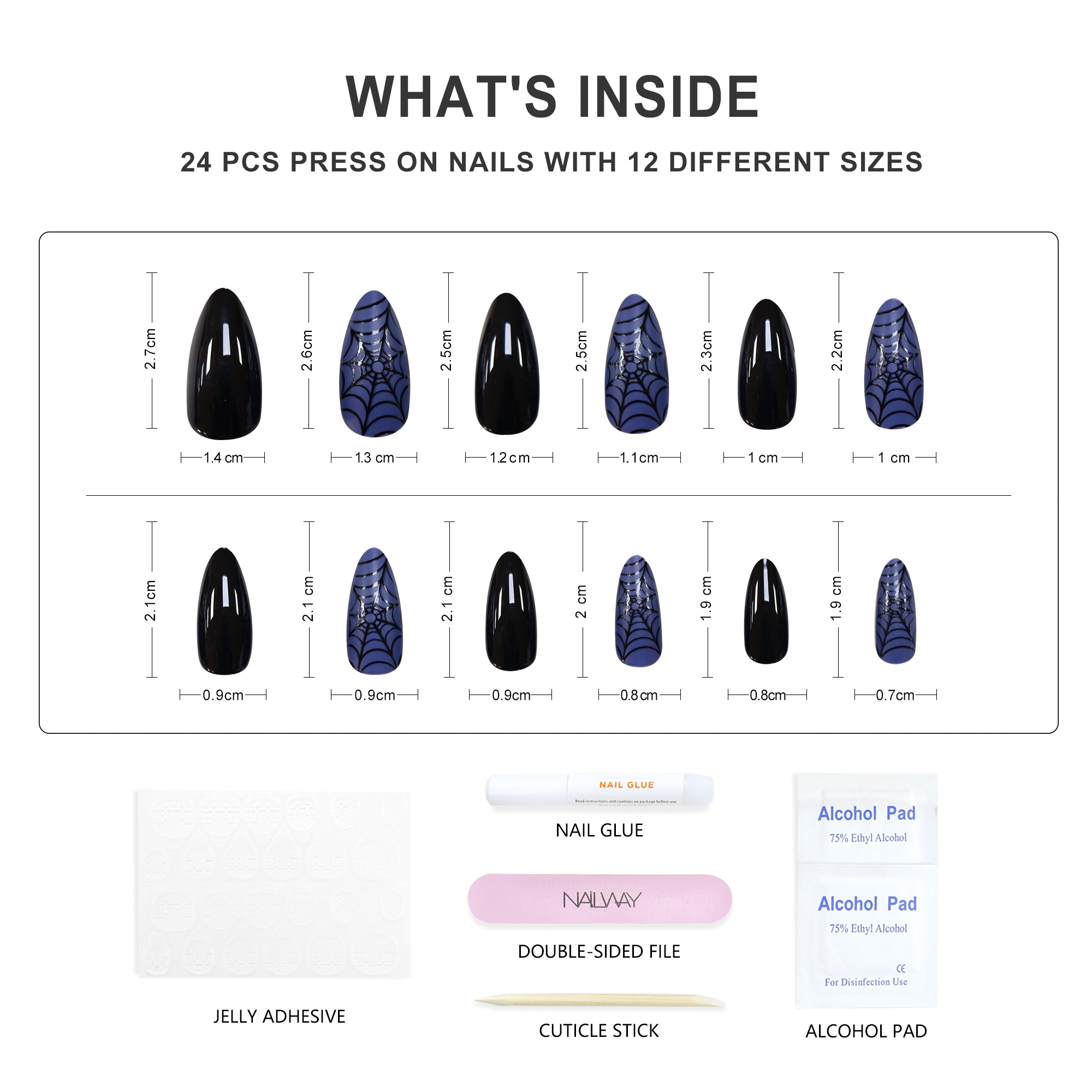 Custom 24Pcs 12Sizes Halloween Style Long Stiletto False Nails Wholesale Artificial Nails - Image 4