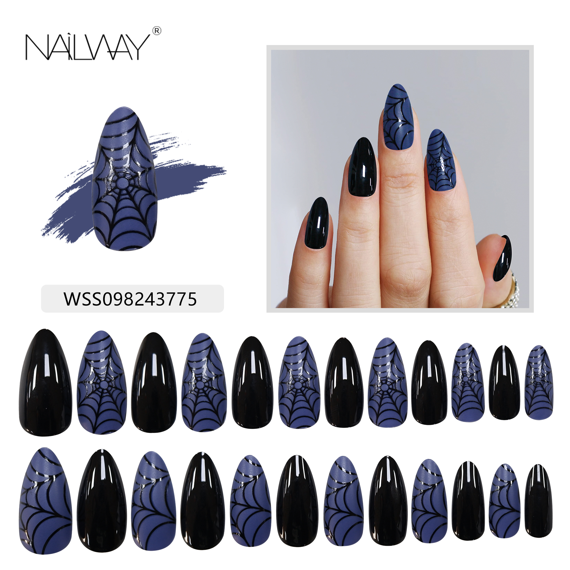 Custom 24Pcs 12Sizes Halloween Style Long Stiletto False Nails Wholesale Artificial Nails - Image 5