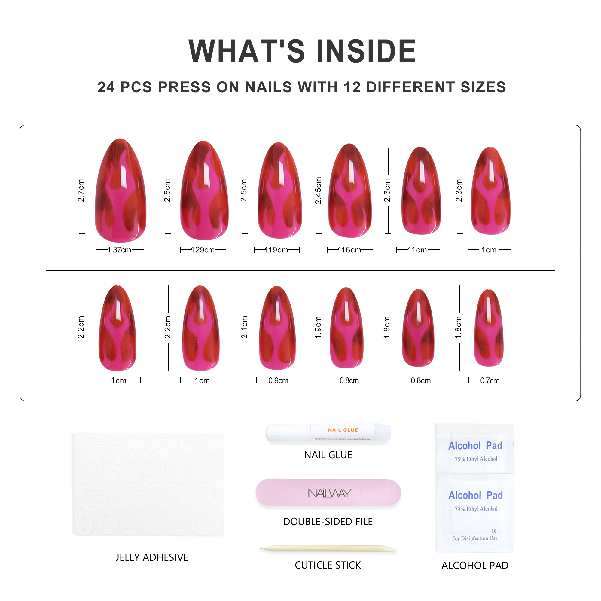 OEM&ODM Service Long Stiletto Glossy Red Color Press On Nails Fake Nails - Image 4