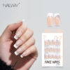 Medium Long Square French Fake Nails White Nail Tip False Nails With Rhinestones