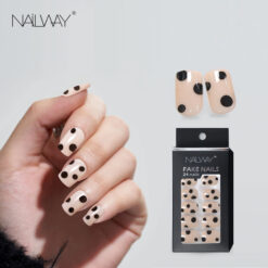 Custom Service ABS Short Square Black Point Design Nude Color Press On Nails