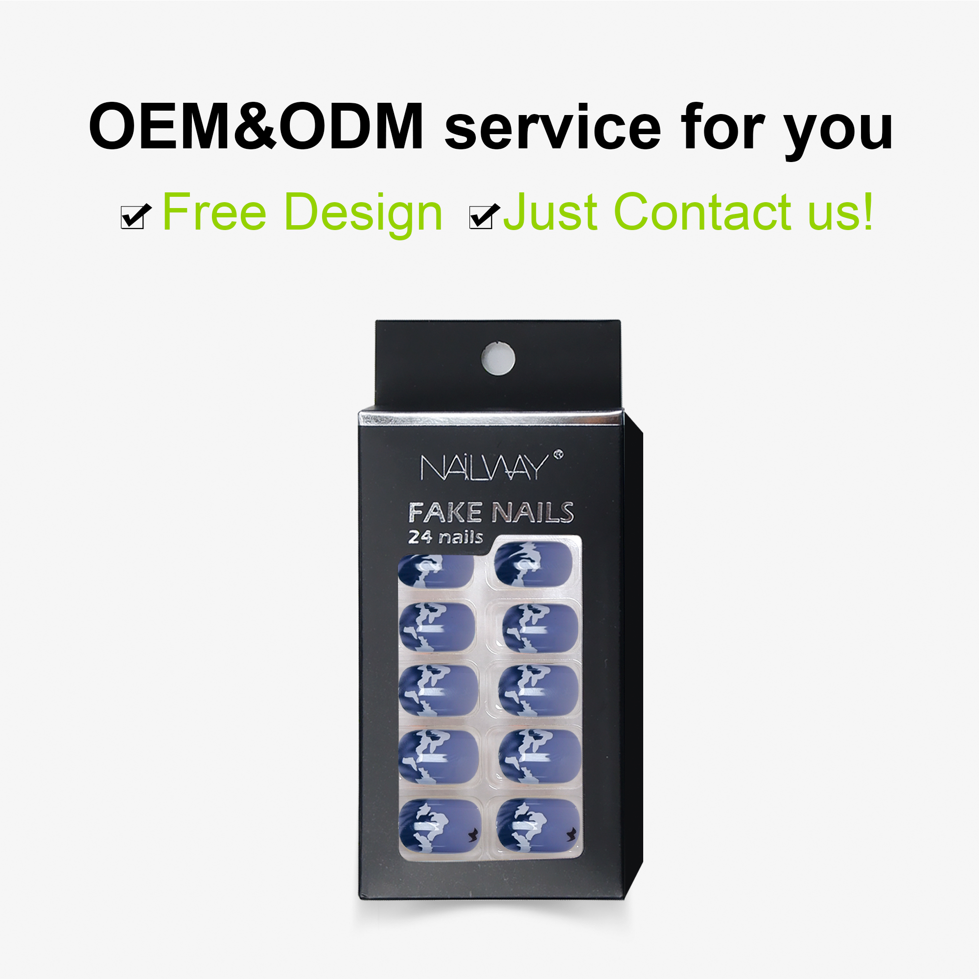 Nailway High Quality Deep Blue Color Halloween Style Short Square Artificial Fingernails - Image 3