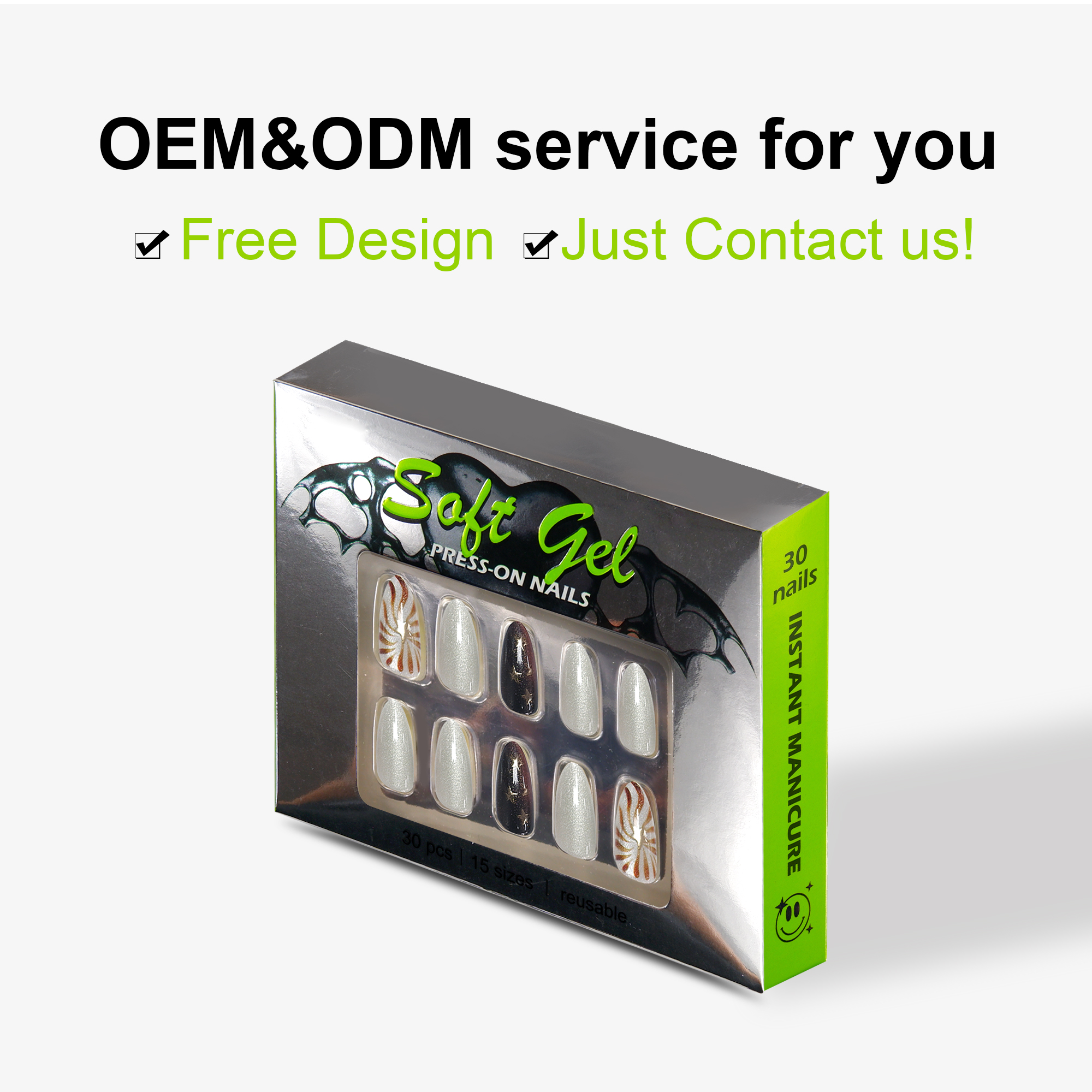 Long Lasting Time High Quality Glossy Shiny Star Design Long Stiletto Cat Eye Finger Nails - Image 5