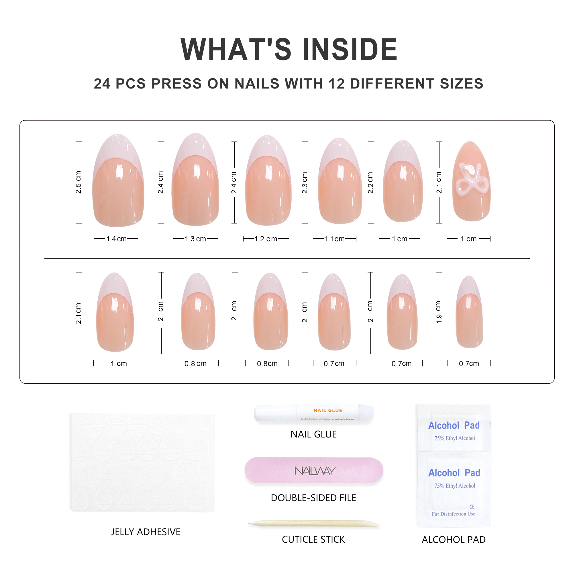 Long Lasting Time Instant Maincure 30Pcs 15Sizes Butterfly Print French Fake Nails Soft Gel Press On Nails - Image 4