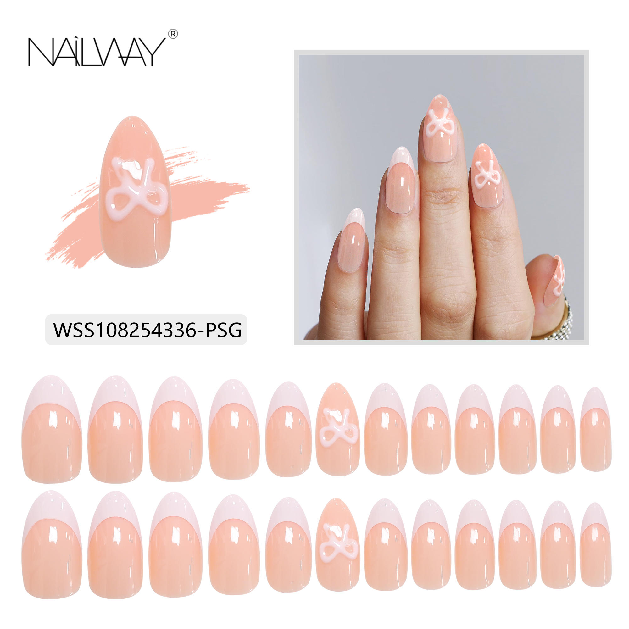 Long Lasting Time Instant Maincure 30Pcs 15Sizes Butterfly Print French Fake Nails Soft Gel Press On Nails - Image 5