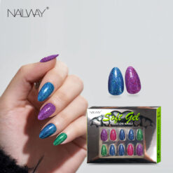 Nailway Instant Manicure Full Cover Long Lasting Time Colorful 30Pcs 15 Sizes Glitter Press On Nails False Nails