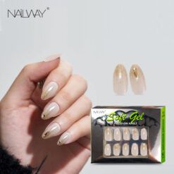 Nailway High Quality 30Pcs 15 Sizes Finger Nails Almond Press On Nails With Glitter