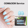 High End Soft Gel Glossy Solid Light Blue Color 30Pcs 15 Sizes Fake Nails Artificial Nails