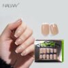 High Quality French 30Pcs 15Sizes Short Square Nude Color Soft Gel Press On Nails